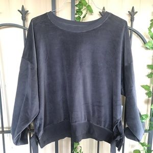 a.n.a Sweater XXL Gray Velour Crew Neck Crop New
